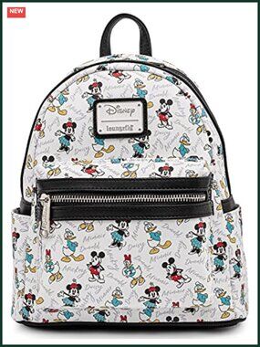 Loungefly Disney Mickey Minnie Donald Daisy Faux Leather Mini Backpack Handbag
